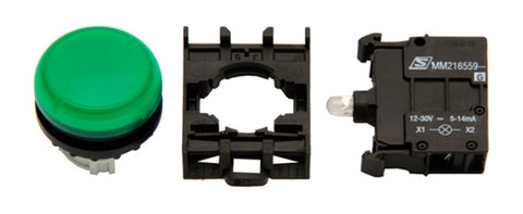 Set complet lampa semnalizare scund verde 24V