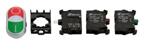 Set complet buton dublu rosu/verde 24V