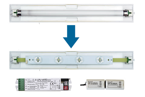 Set 4x1W ERT LED banda inloc. + LPU 1h-8h + Akku 9,6V/ 2,0Ah