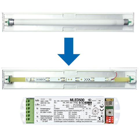 Set 6x0,5W HP-LED strip + MLED500 + conector ptr.retrofit