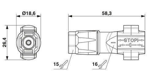 Conector Sunclix PV 2.5-6mm², 1100 VDC, 35 A, toolless
