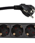 PDU 8x Schuko, 19", Comutator, 1U, cablu 2m, negru, ALU
