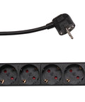 PDU 9x Schuko, 19", 1U, cablu 2m,comutator on/off negru,ALU