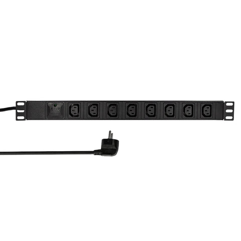 PDU 19",8xIEC C13,Profil ALU 1U, cablu 2m,con. SCHUKO, Negru