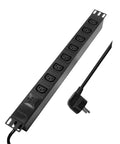 PDU 19",8xIEC C13,Profil ALU 1U, cablu 2m,con. SCHUKO, Negru