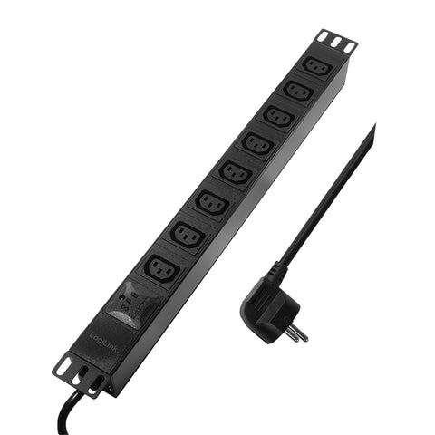 PDU 19",8xIEC C13,Profil ALU 1U, cablu 2m,con. SCHUKO, Negru