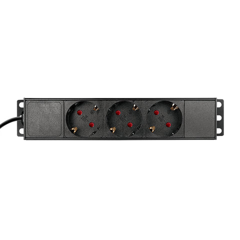 PDU 10", 3x Schuko, 1U, cablu 2m, Negru, ALU