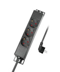 PDU 10", 3x Schuko, 1U, cablu 2m, Negru, ALU