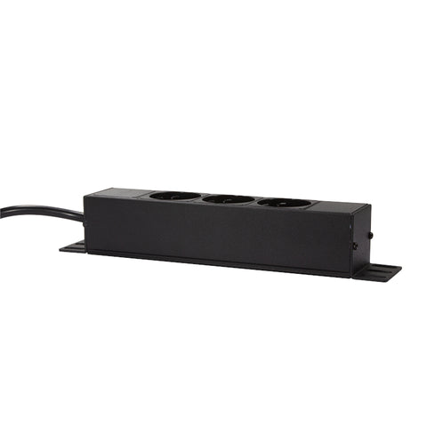PDU 10", 3x Schuko, 1U, cablu 2m, Negru, ALU