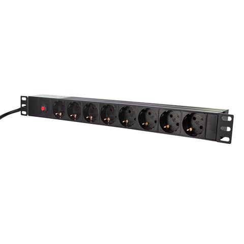 PDU 19", 8x Schuko, 1U, cablu 3m cu C14, negru