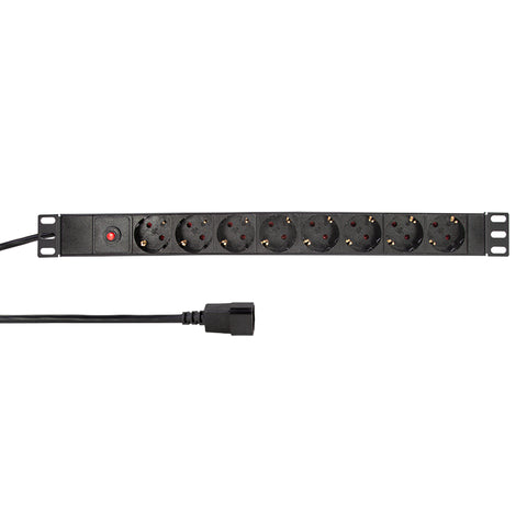 PDU 19", 8x Schuko, 1U, cablu 3m cu C14, negru