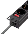 PDU 10", 4x Schuko, 1U, cablu 2m, comutator, Negru, ALU