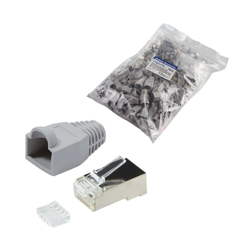 Conector RJ45 pt flex Cat.6 ecranat incl. manson gr, 100 buc