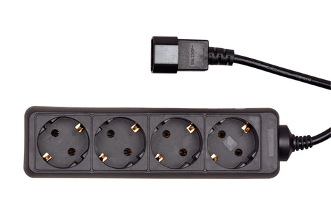 PDU pentru UPS, 4 x Schuko, 10A, cablu 1.1m  C14, negru