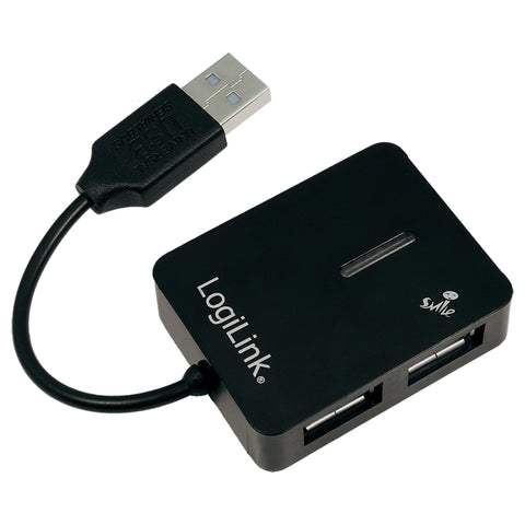 Hub USB 2.0 4 porturi, Smile, max 480MBit, negru