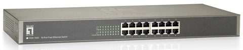 Switch 16xRJ45 10/100,silențios,f.vent,alim.int.,metal,19"