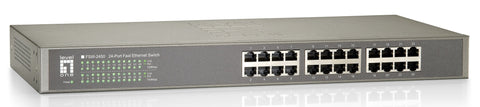 Switch 24xRJ45 10/100,silențios,f.vent,alim.int.,metal,19"