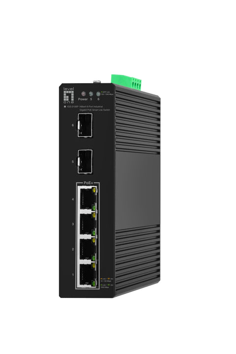 Switch șină DIN 4xRJ45 PoE 1000 + 2xSFP, fără alimentare