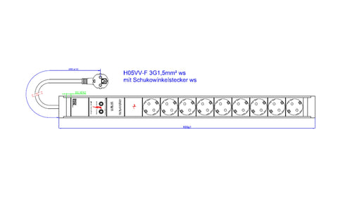 PDU19'' 9xSchuko Alb, 2 m fisa Schuko, AL,prot., filtru