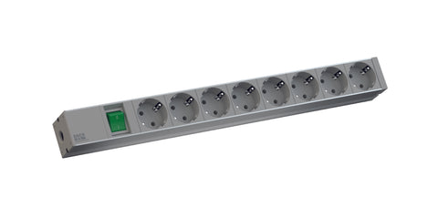 PDU19'' 8xSchuko, 2m fisa Schuko, AL, intrerupator, 438,5 mm