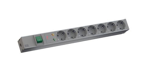 PDU19'' 7xSchuko, 2 m fisa Schuko, AL, intr.,prot.