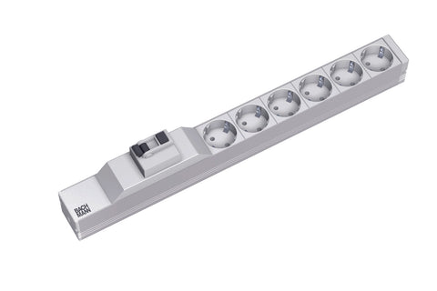 PDU19'' 6xSchuko, 2 m fisa Schuko, AL,Intreruptor protectie