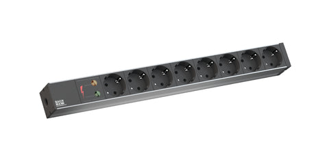 PDU19'' 8xSchuko, 2 m fisa Schuko, AL- Negru,prot.
