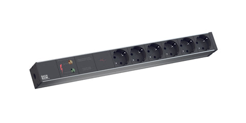 PDU19'' 6xSchuko, 2 m fisa Schuko, AL - Negru,prot.,Filtru