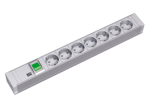 PDU19'' 7xSchuko Alb, interupator, 2 m fisa Schuko, PVC