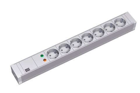 PDU19'' 7xSchuko Alb, 2 m fisa Schuko, PVC,prot.