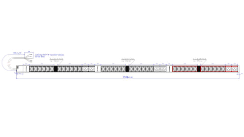 PDU Vertical 36xC13, 6xC19 3 m fara fisa, AL, 16A 400V