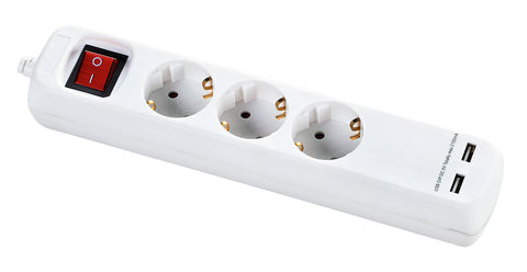 SELLY 3xSchuko PC + 2xUSB H05VV-F 3G1.5mm2, 3m