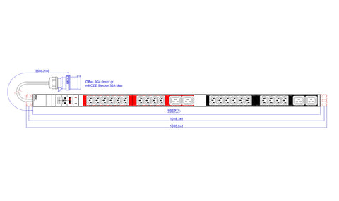 PDU Vertical 20xC13,3xC19,3m fisa CEE, AL,32A230V,intr.Prot.