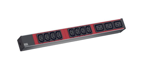 PDU19'' 8XC13 + 3XC19, 2m fisa C20 si AL- Negru- prize Rosii