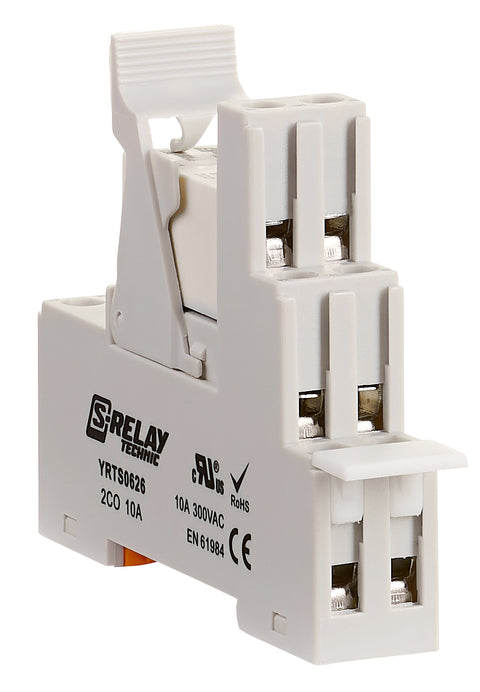 SET: PCB Relay, 2 CO, 8A, 230VAC, 5mm/Socket/Retaining clip