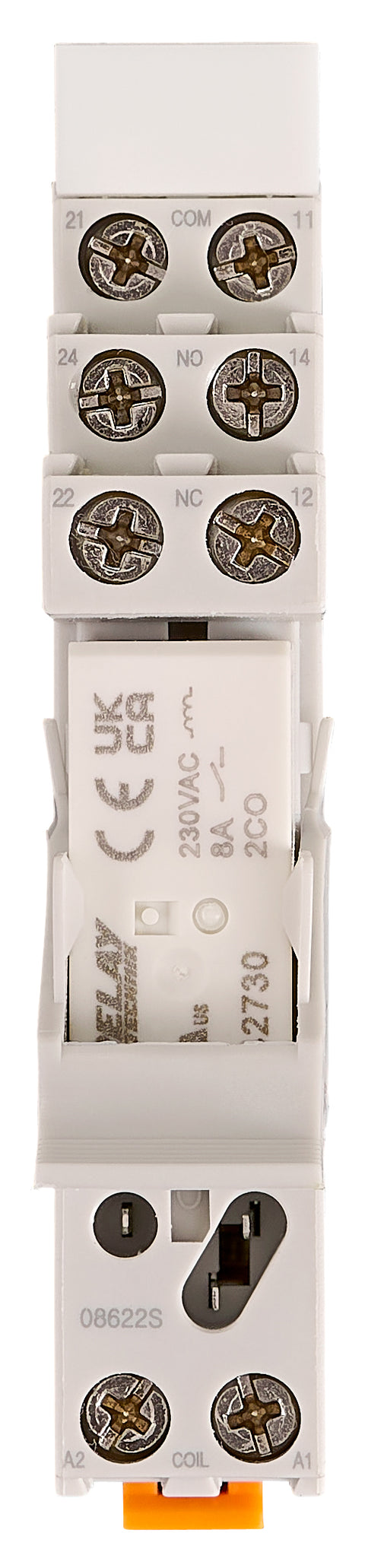 SET: PCB Relay, 2 CO, 8A, 230VAC, 5mm/Socket/Retaining clip