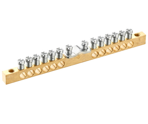 Bară PE/N, 63A, 12 derivaţii, L=124mm, fără slăbire accid.
