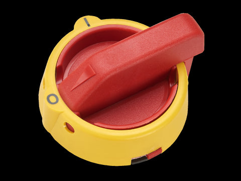 CAPUS Panel Rotary handle w.def. door inter-lock. yellow-red