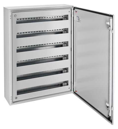 Cadru modular 6 rânduri x 27 mod., pe balamale, cu şine DIN