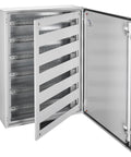 Cadru modular 6 rânduri x 27 mod., pe balamale, cu şine DIN