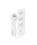 Power strip Pin Type 3-way, Switch/Shutter, 2m cable, white