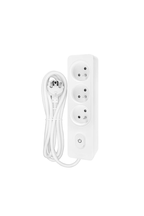 Power strip Pin Type 3-way, Switch/Shutter, 2m cable, white
