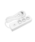 Power strip Pin Type 3-way, Switch/Shutter, 2m cable, white