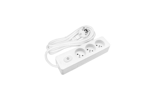 Power strip Pin Type 3-way, Switch/Shutter, 2m cable, white