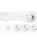 Power strip Pin Type 3-way, Switch/Shutter, 2m cable, white