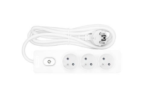 Power strip Pin Type 3-way, Switch/Shutter, 2m cable, white