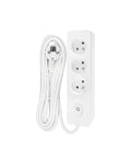 Power strip Pin 3-way, Switch/Shutter, 5m cable, white