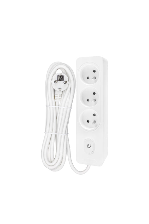 Power strip Pin 3-way, Switch/Shutter, 5m cable, white