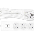 Power strip Pin 3-way, Switch/Shutter, 5m cable, white