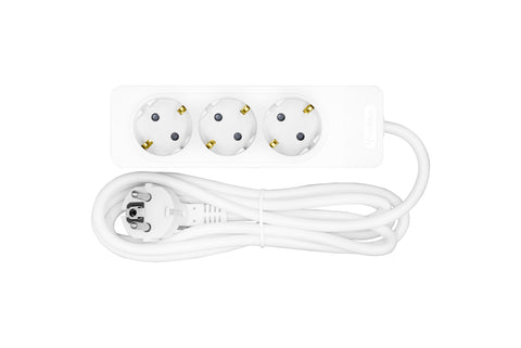 Power strip 3-way, 1,5m cable, white